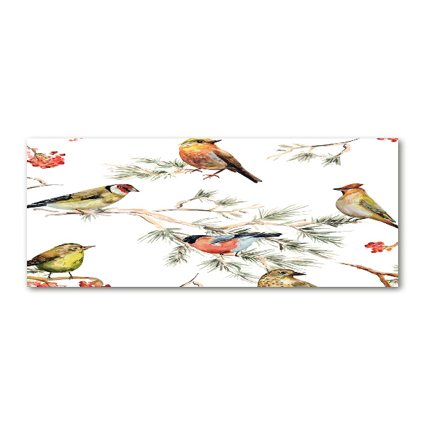 Glass acrylic wall art Forest birds of plants