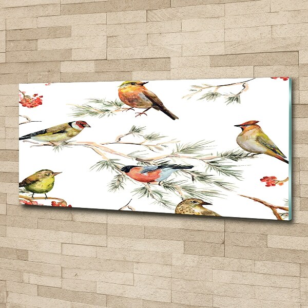 Glass acrylic wall art Forest birds of plants