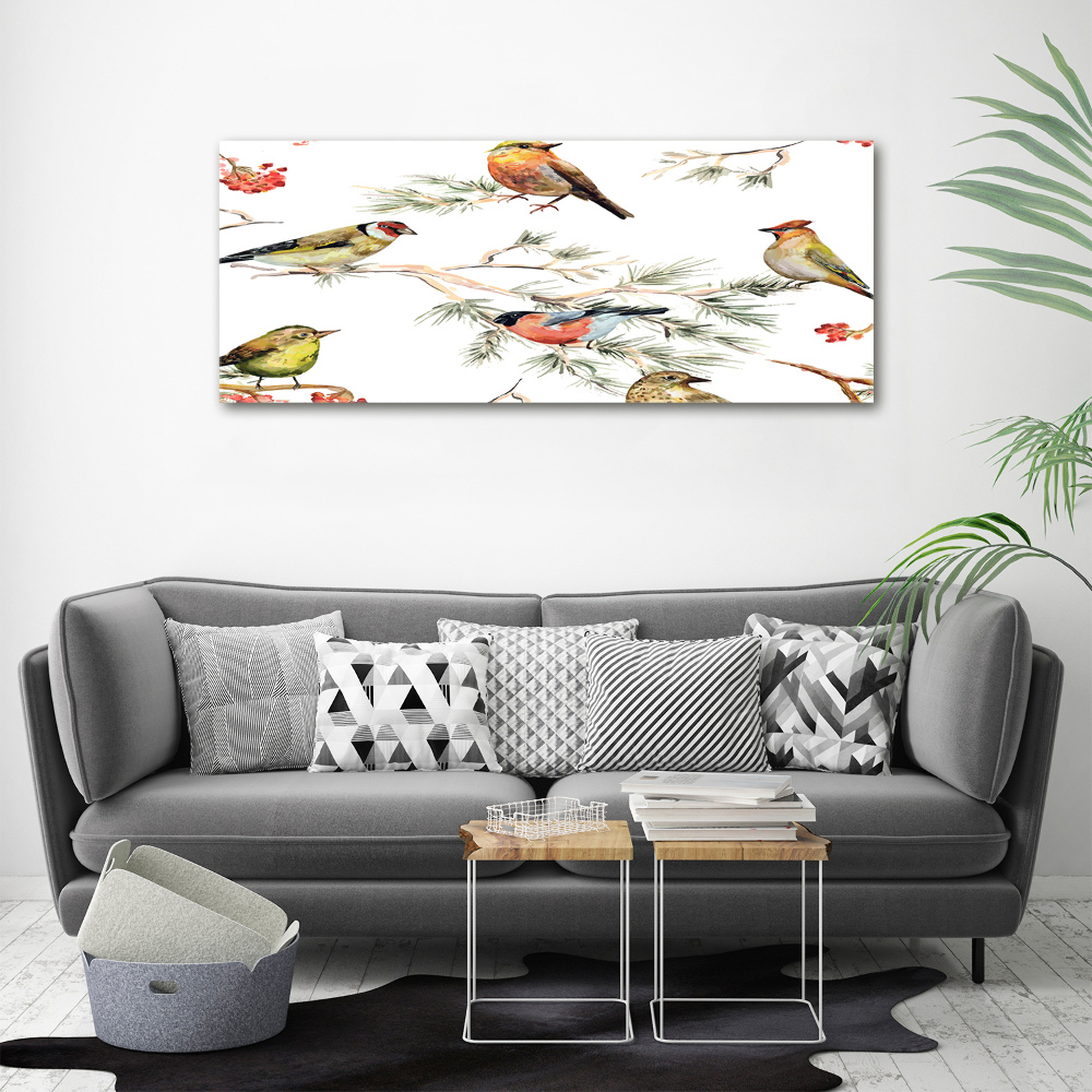 Glass acrylic wall art Forest birds of plants