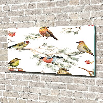 Glass acrylic wall art Forest birds of plants