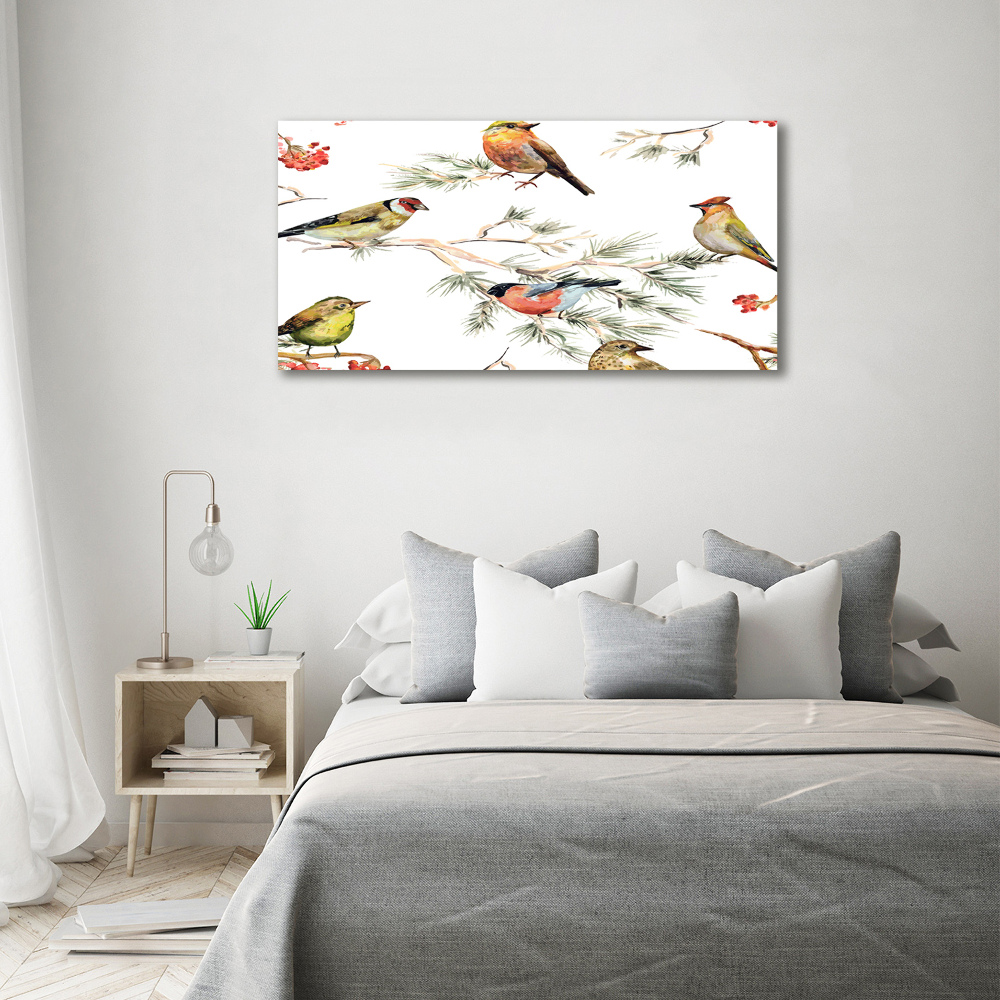 Glass acrylic wall art Forest birds of plants