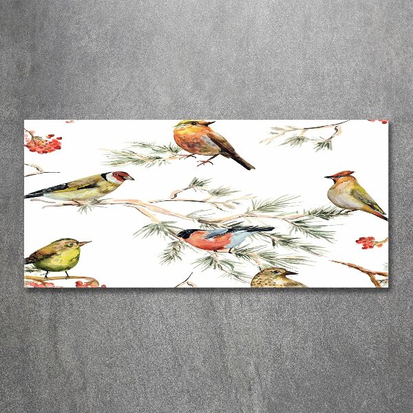 Glass acrylic wall art Forest birds of plants