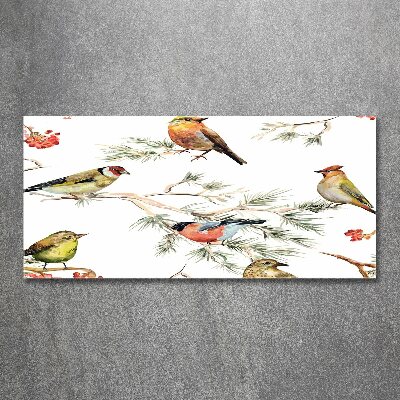 Glass acrylic wall art Forest birds of plants