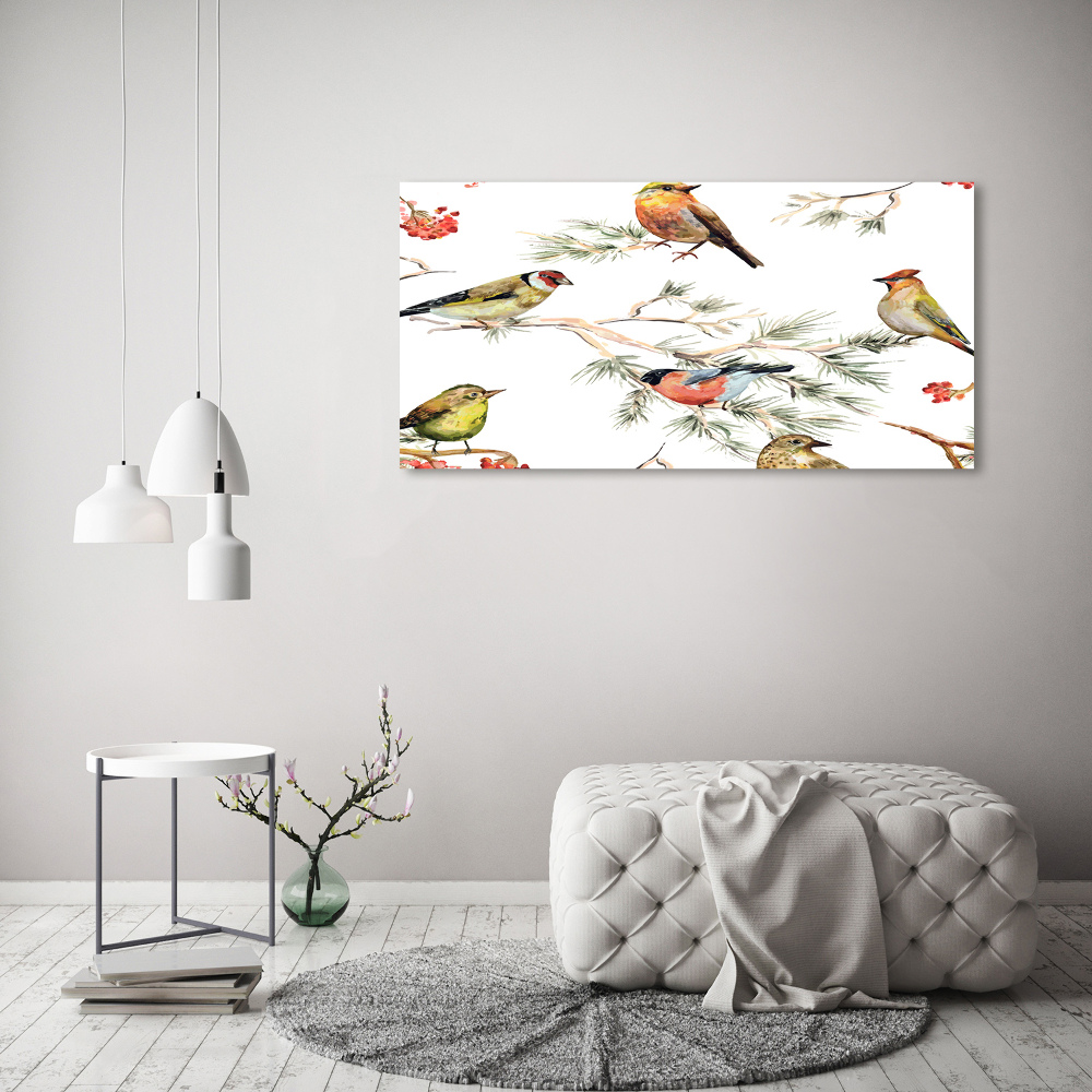 Glass acrylic wall art Forest birds of plants