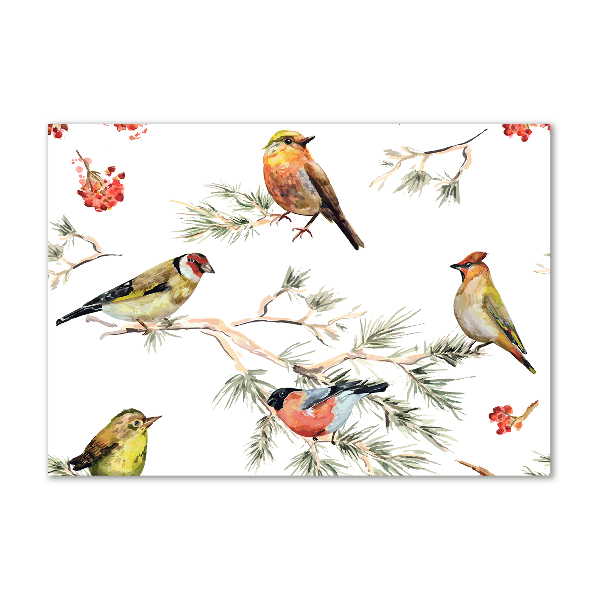 Glass acrylic wall art Forest birds of plants