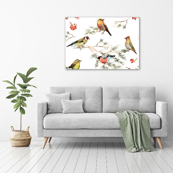 Glass acrylic wall art Forest birds of plants