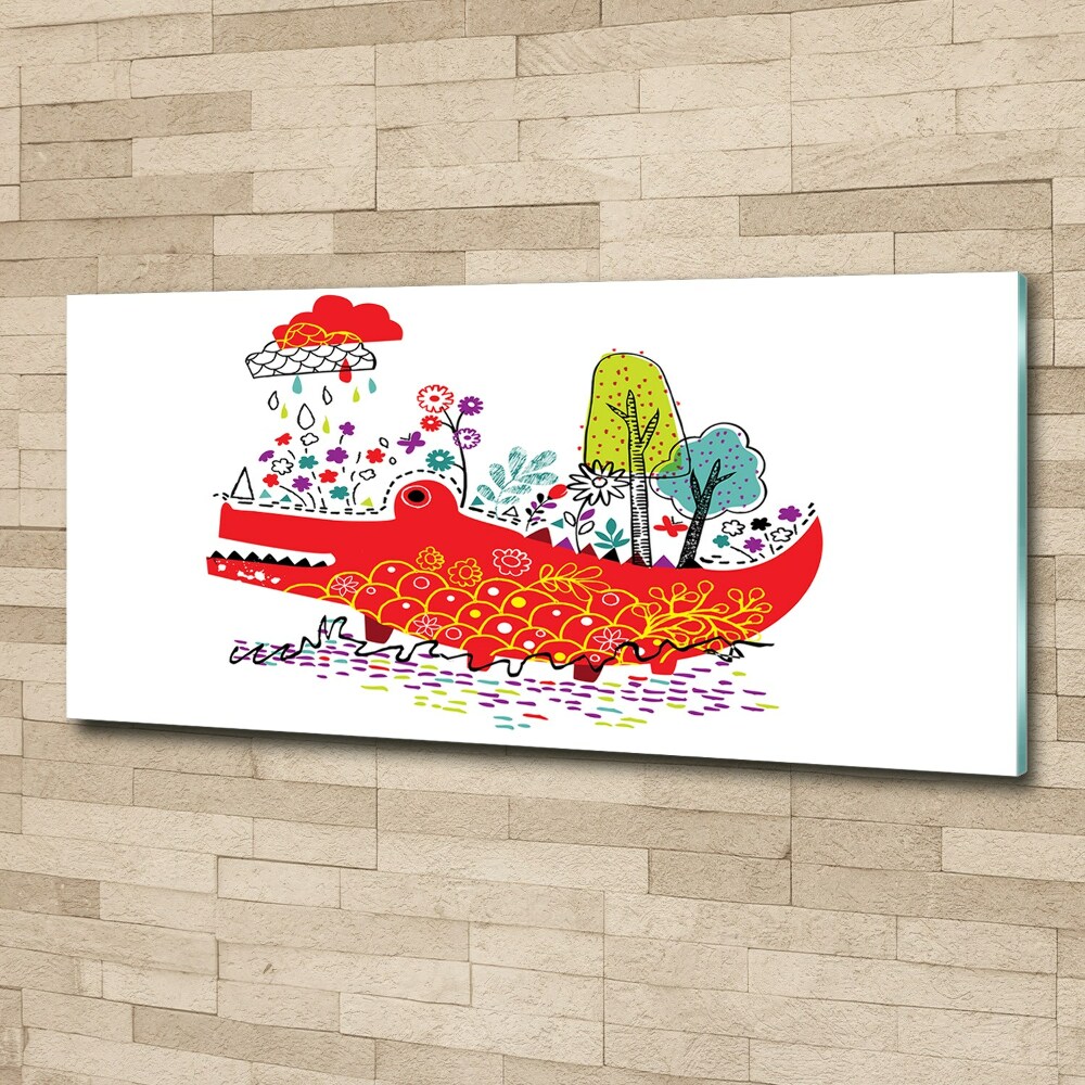 Wall art acrylic Colorful crocodile