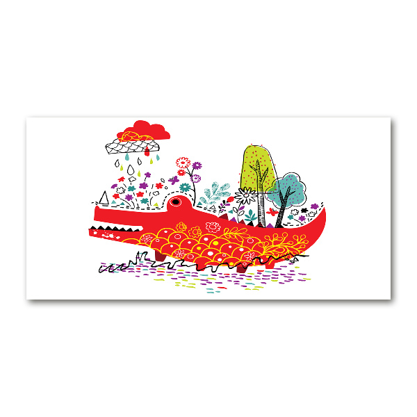 Wall art acrylic Colorful crocodile