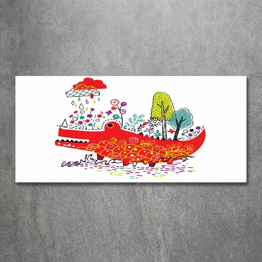 Wall art acrylic Colorful crocodile