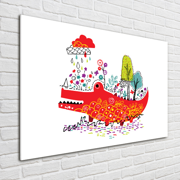 Wall art acrylic Colorful crocodile