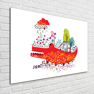 Wall art acrylic Colorful crocodile