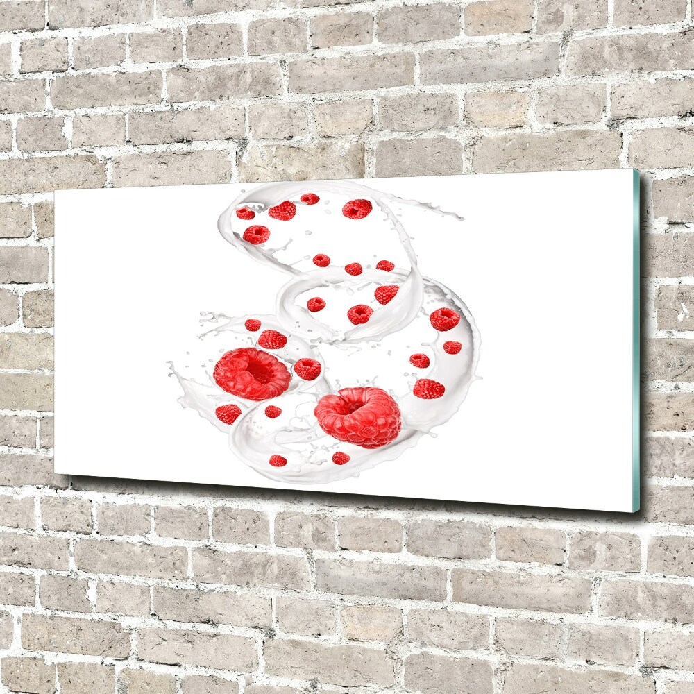 Acrylic wall art Raspberries with milk