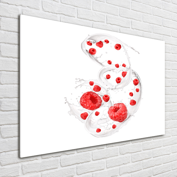 Acrylic wall art Raspberries with milk