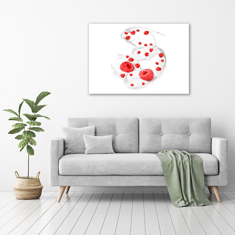 Acrylic wall art Raspberries with milk