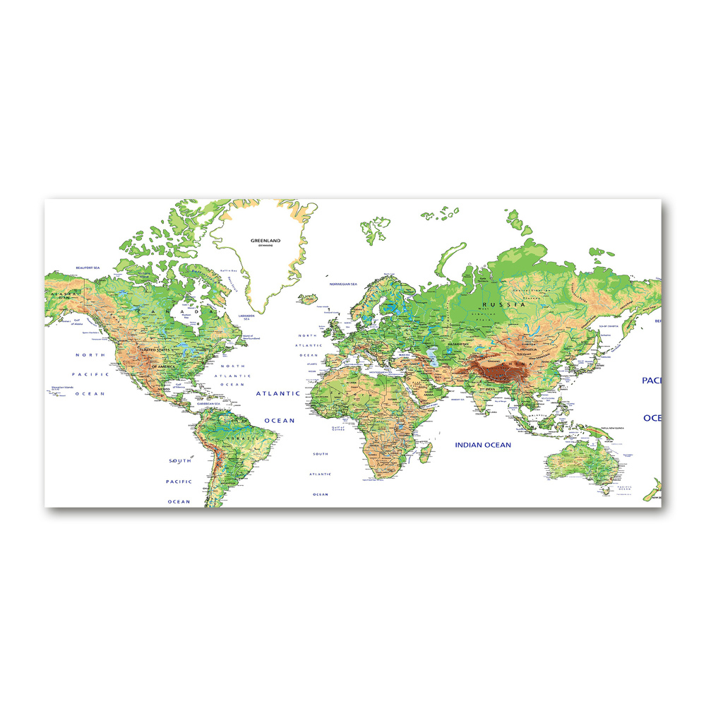 Glass acrylic wall art world map