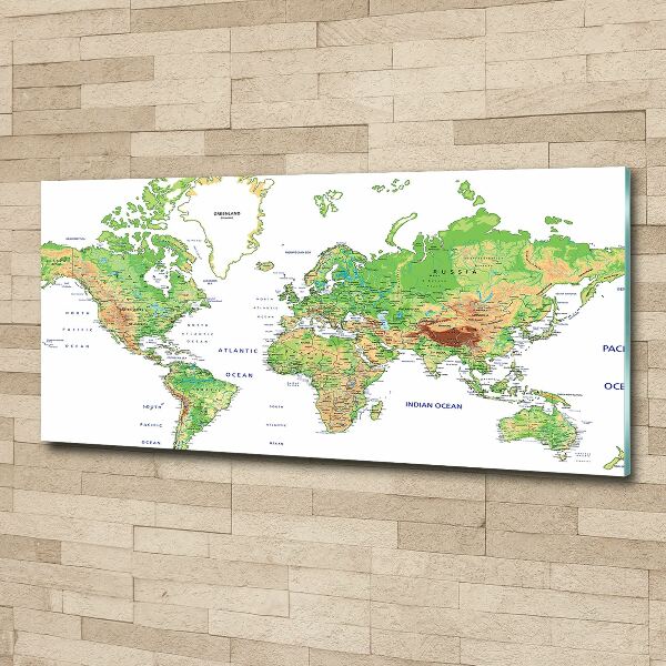 Glass acrylic wall art world map