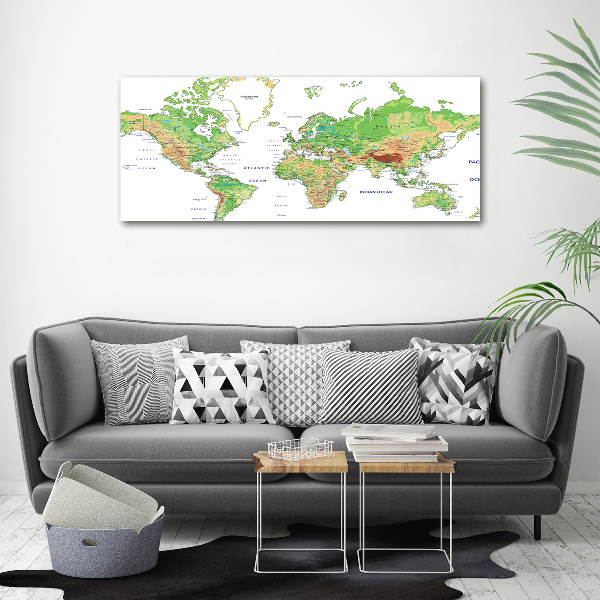 Glass acrylic wall art world map