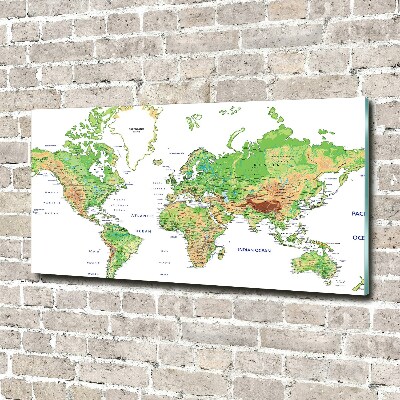 Glass acrylic wall art world map