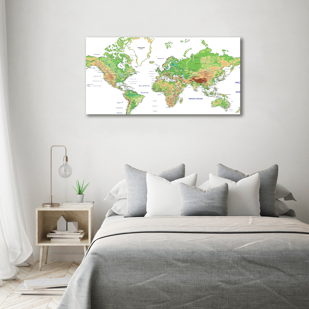 Glass acrylic wall art world map