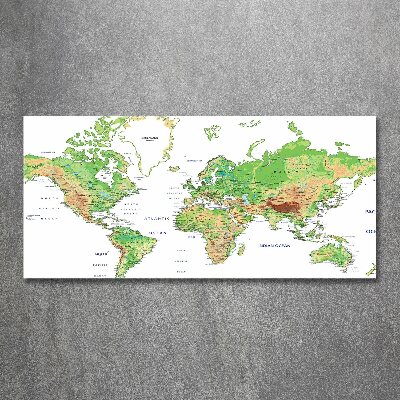 Glass acrylic wall art world map