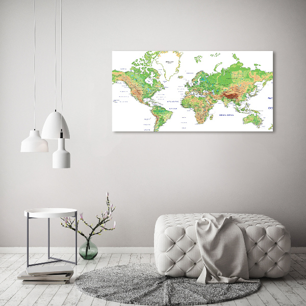 Glass acrylic wall art world map