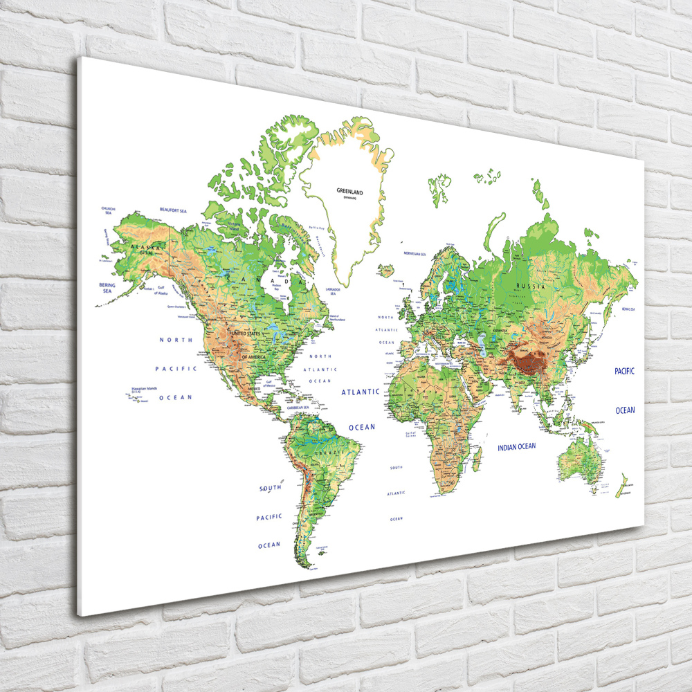 Glass acrylic wall art world map