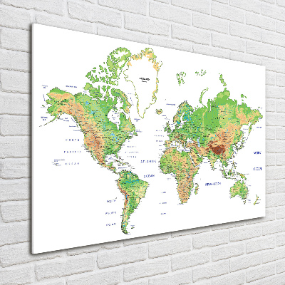 Glass acrylic wall art world map