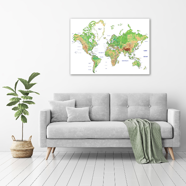 Glass acrylic wall art world map