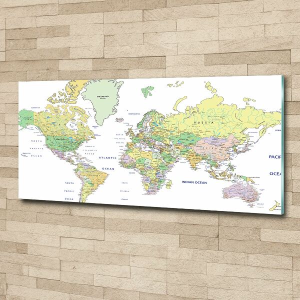 Glass acrylic wall art world map