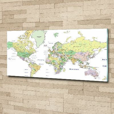 Glass acrylic wall art world map