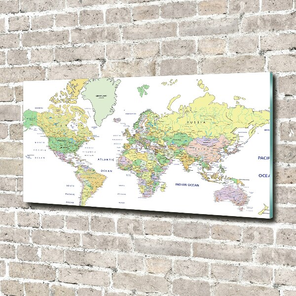 Glass acrylic wall art world map