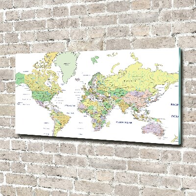 Glass acrylic wall art world map