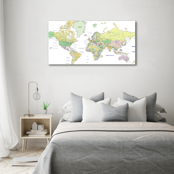 Glass acrylic wall art world map