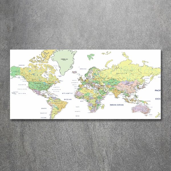 Glass acrylic wall art world map