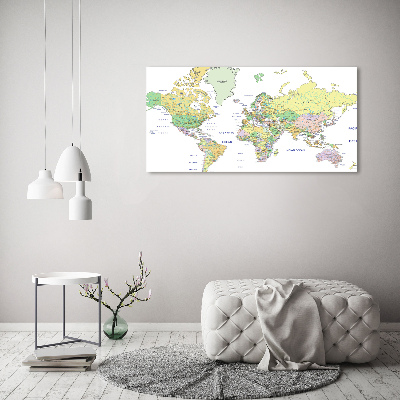 Glass acrylic wall art world map