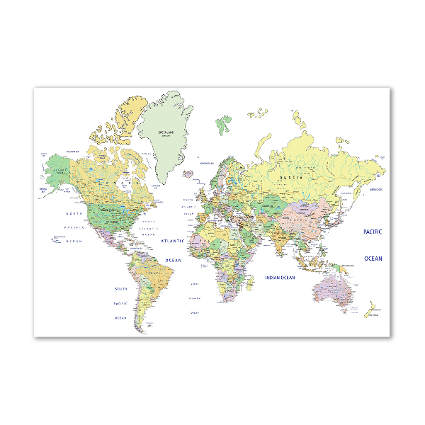 Glass acrylic wall art world map