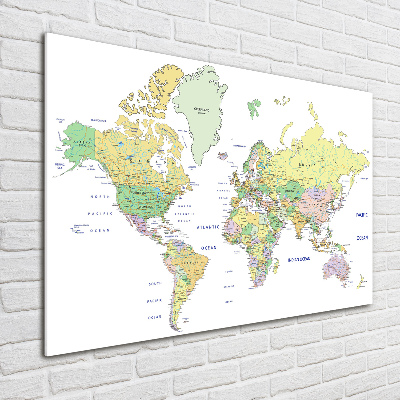 Glass acrylic wall art world map