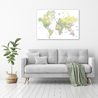 Glass acrylic wall art world map