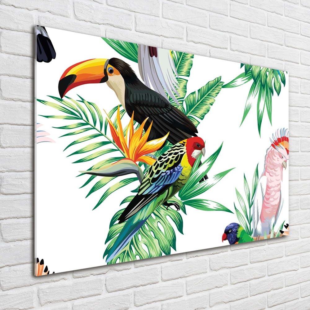 Glass acrylic wall art Tropical birds