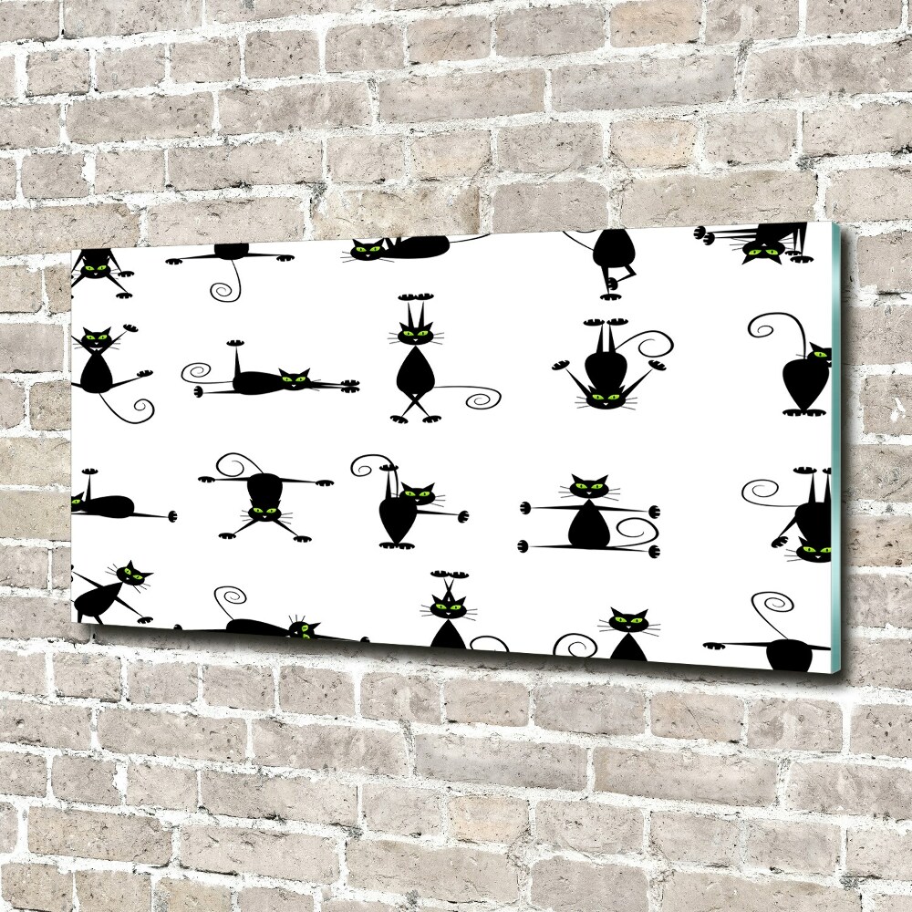 Glass acrylic wall art Cats illustration