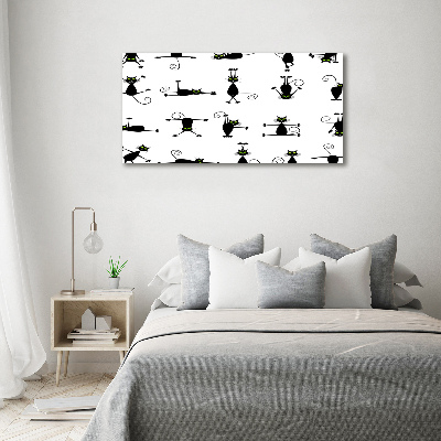 Glass acrylic wall art Cats illustration