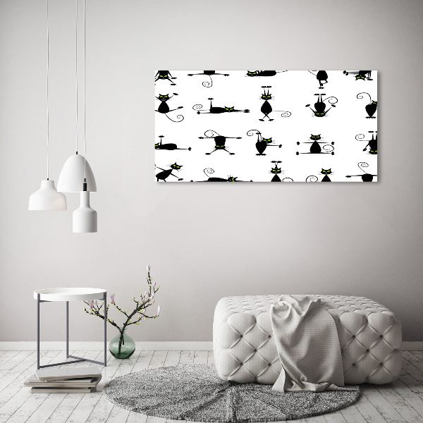 Glass acrylic wall art Cats illustration