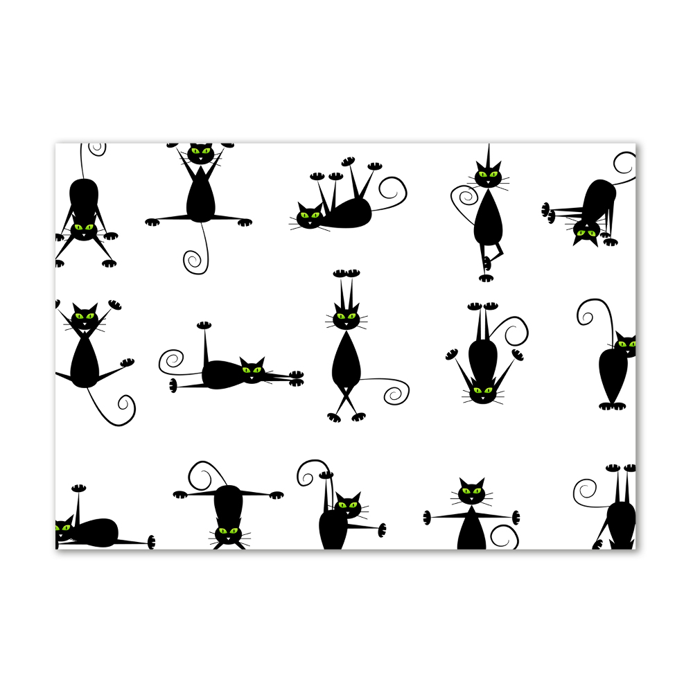 Glass acrylic wall art Cats illustration