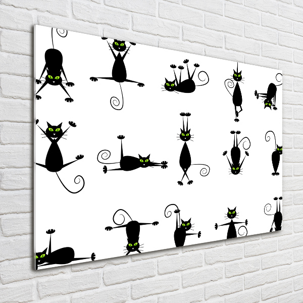 Glass acrylic wall art Cats illustration