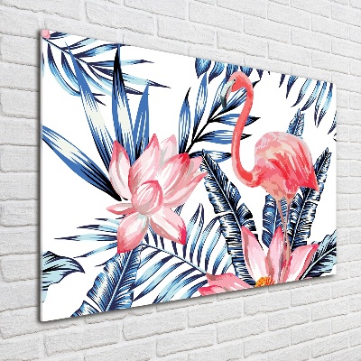 Acrylic wall picture Flamingos and plants