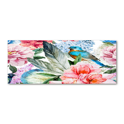 Acrylic wall picture Flowers and birds