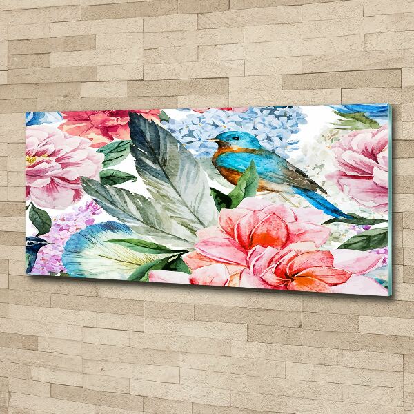 Acrylic wall picture Flowers and birds