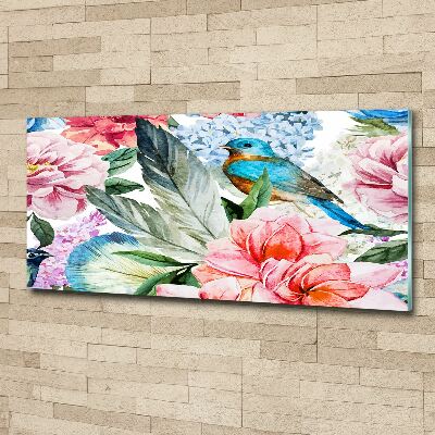 Acrylic wall picture Flowers and birds