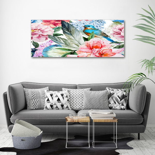 Acrylic wall picture Flowers and birds