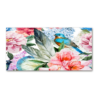 Acrylic wall picture Flowers and birds